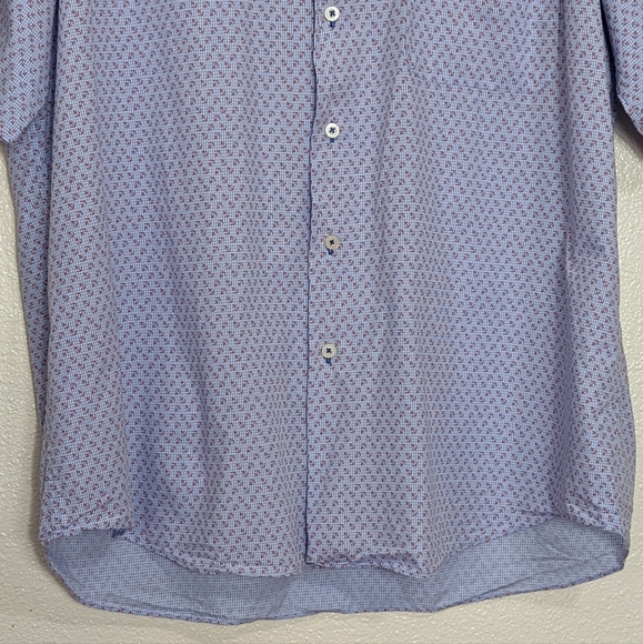 ALAN FLUSSER XL Nautical Button Up Shirt Short Sleeve Anchor Beach 100% Cotton - Picture 5 of 10